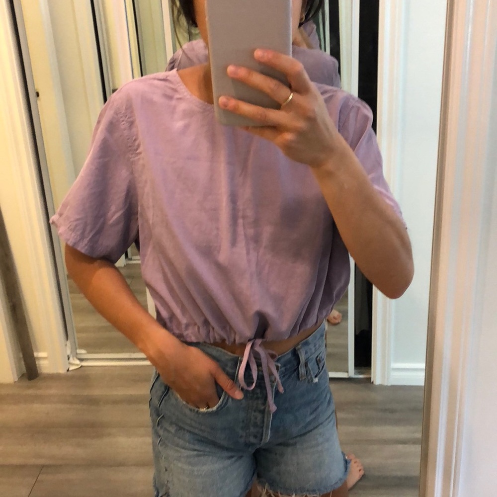 BDG lilac tie front tshirt - Picture 1 of 3